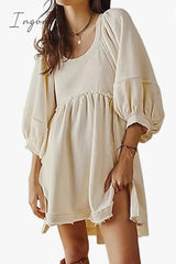 Ingvn - Casual Simplicity Solid Asymmetrical O Neck A Line Dresses Dresses/Casual