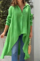 Ingvn - Casual Simplicity Solid Asymmetrical Turndown Collar Tops Tops/Blouses & Shirts