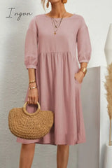 Ingvn - Casual Simplicity Solid Color O Neck A Line Dresses(8 Colors) Dresses/Casual Dresses