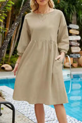 Ingvn - Casual Simplicity Solid Color O Neck A Line Dresses(8 Colors) Dresses/Casual Dresses