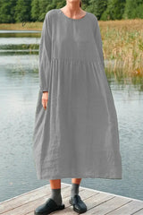 Ingvn - Casual Simplicity Solid O Neck Long Sleeve Dresses Dresses/Casual