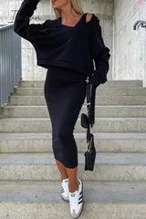 Ingvn - Casual Simplicity Solid Patchwork Hooded Collar Long Sleeve Two Pieces(3 Colors)