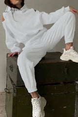 Ingvn - Casual Simplicity Solid Patchwork Hooded Collar Long Sleeve Two Pieces(4 Colors)