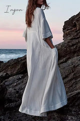 Ingvn - Casual Simplicity Solid Pocket O Neck A Line Dresses Dresses/Casual