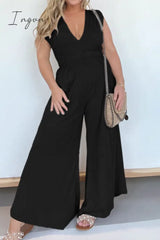 Ingvn - Casual Simplicity Solid Pocket V Neck Loose Jumpsuits & Rompers/Jumpsuits