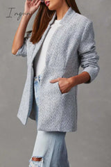 Ingvn - Casual Simplicity Solid Pocket V Neck Outerwear Outerwear/Coats & Cardigan