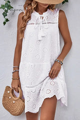 Ingvn - Casual Simplicity Solid Tassel Hollowed Out O Neck Sleeveless Dress Dresses Dresses/Casual