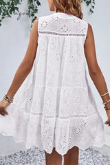 Ingvn - Casual Simplicity Solid Tassel Hollowed Out O Neck Sleeveless Dress Dresses Dresses/Casual