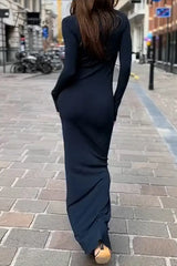 Ingvn - Casual Simplicity Solid Turtleneck Long Sleeve Dresses Dresses/Long