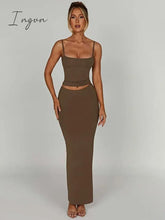 Ingvn - Casual Skirt Set Women Backless Camis Top And Maxi Sets Female Fashion Bodycon Sexy Two