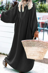 Ingvn - Casual Solid Buckle O Neck Long Sleeve Dresses(3 Colors) Dresses/Casual Dresses