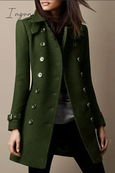 Ingvn - Casual Solid Buttons Mandarin Collar Outerwear Army Green / S Outerwear/Coats & Cardigan