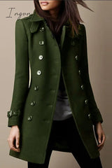 Ingvn - Casual Solid Buttons Mandarin Collar Outerwear Army Green / S Outerwear/Coats & Cardigan