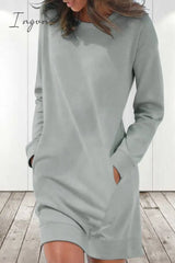 Ingvn - Casual Solid Color O Neck Long Sleeve Dresses(6 Colors) Dresses/Long Dresses