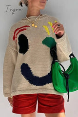 Ingvn - Casual Solid Contrast Weave O Neck Tops Tops/Sweaters & Cardigans