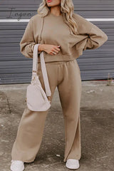 Ingvn - Casual Solid Frenulum V Neck Long Sleeve Two Pieces Pieces/Two-Piece Pants Set