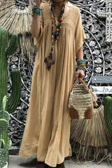 Ingvn - Casual Solid Lace V Neck A Line Dresses(No Accessories) Dresses/Casual Dresses