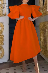 Ingvn - Casual Solid Patchwork Half A Turtleneck Irregular Dress Plus Size Dresses Size/Plus