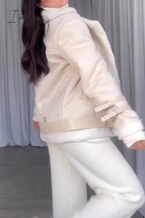 Ingvn - Casual Solid Patchwork Polo Collar Outerwear Outerwear/Blazer & Suits &Jacket