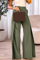 Ingvn - Casual Solid Patchwork Regular High Waist Conventional Color Bottoms Bottoms/Pants