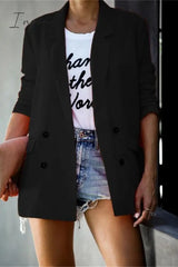 Ingvn - Casual Solid Patchwork Turn-Back Collar Outerwear Black / S Outerwear/Suit Jacket