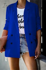 Ingvn - Casual Solid Patchwork Turn-Back Collar Outerwear Royal Blue / S Outerwear/Suit Jacket