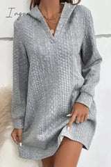 Ingvn - Casual Solid Patchwork V Neck A Line Dresses Dresses/Long Sleeve