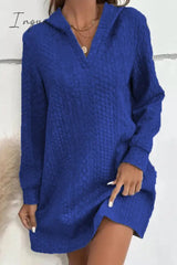 Ingvn - Casual Solid Patchwork V Neck A Line Dresses Dresses/Long Sleeve