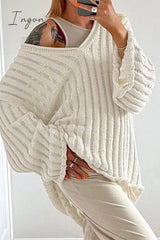 Ingvn - Casual Solid Patchwork V Neck Tops Tops/Sweaters & Cardigans