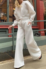 Ingvn - Casual Solid Pocket O Neck Long Sleeve Two Pieces Pieces/Two-Piece Pants Set