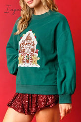 Ingvn - Casual Solid Sequins O Neck Tops Tops/Sweats & Hoodies