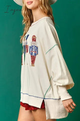 Ingvn - Casual Solid Sequins O Neck Tops Tops/Sweats & Hoodies