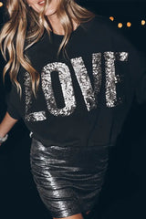 Ingvn - Casual Solid Sequins O Neck Tops Tops/Sweats & Hoodies