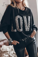 Ingvn - Casual Solid Sequins O Neck Tops Tops/Sweats & Hoodies