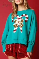 Ingvn - Casual Solid Sequins Printing O Neck Tops Tops/Sweats & Hoodies