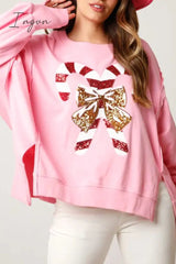 Ingvn - Casual Solid Sequins Printing O Neck Tops Tops/Sweats & Hoodies