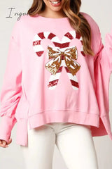 Ingvn - Casual Solid Sequins Printing O Neck Tops Tops/Sweats & Hoodies