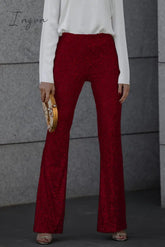 Ingvn - Casual Solid Sequins Straight Mid Waist Speaker Color Bottoms Bottoms/Pants