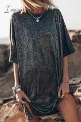 Ingvn - Casual Solid Slit O Neck T-Shirts Tops/Tees & T-Shirts