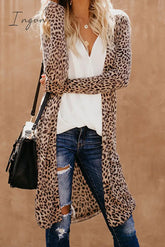 Ingvn - Casual Street Print Patchwork V Neck Outerwear Leopard / S