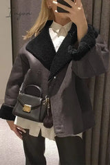 Ingvn - Casual Street Solid Patchwork Turndown Collar Outerwear Outerwear/Blazer & Suits &Jacket