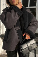 Ingvn - Casual Street Solid Patchwork Turndown Collar Outerwear Outerwear/Blazer & Suits &Jacket