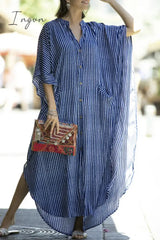 Ingvn - Casual Striped Buckle Asymmetrical Swimwears Cover Up Swimwears/Cover-Ups & Beach Dresses