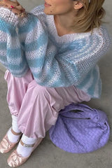 Ingvn - Casual Striped Patchwork O Neck Tops Tops/Sweaters & Cardigans