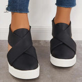 Ingvn - Casual Wedge Sneakers Platform Crisscross Cut Out Shoes