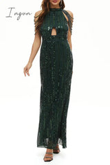 Ingvn - Celebrities Elegant Solid Sequins Patchwork O Neck Evening Dress Dresses Dresses/Party And