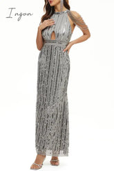 Ingvn - Celebrities Elegant Solid Sequins Patchwork O Neck Evening Dress Dresses Dresses/Party And
