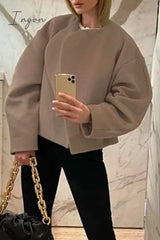 Ingvn - Celebrities Elegant Solid Turndown Collar Outerwear Outerwear/Blazer & Suits &Jacket