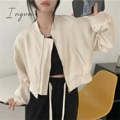 Ingvn - Chic Jacket For Women Spring 2023 New Long Sleeve Stand Collar Korean Zippers Oversized
