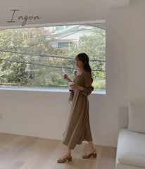 Ingvn - Chic Korean Fashion Women Temperament Office Lady Elegant Work Basic Wear Solid Vintage